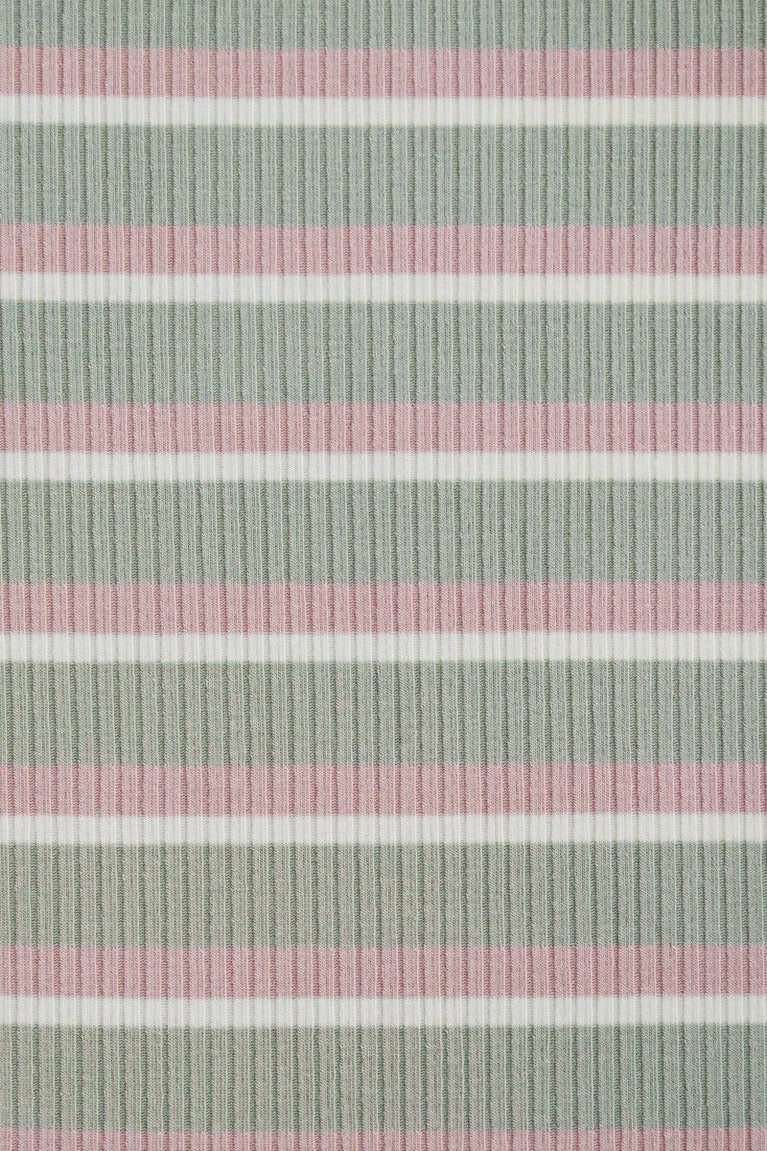 Derby Stripe Ribbed Jersey Soft Mint with TENCEL™ Modal Fibres