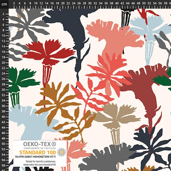Light & Lush - Red Shadow Foliage Viscose Twill Fabric