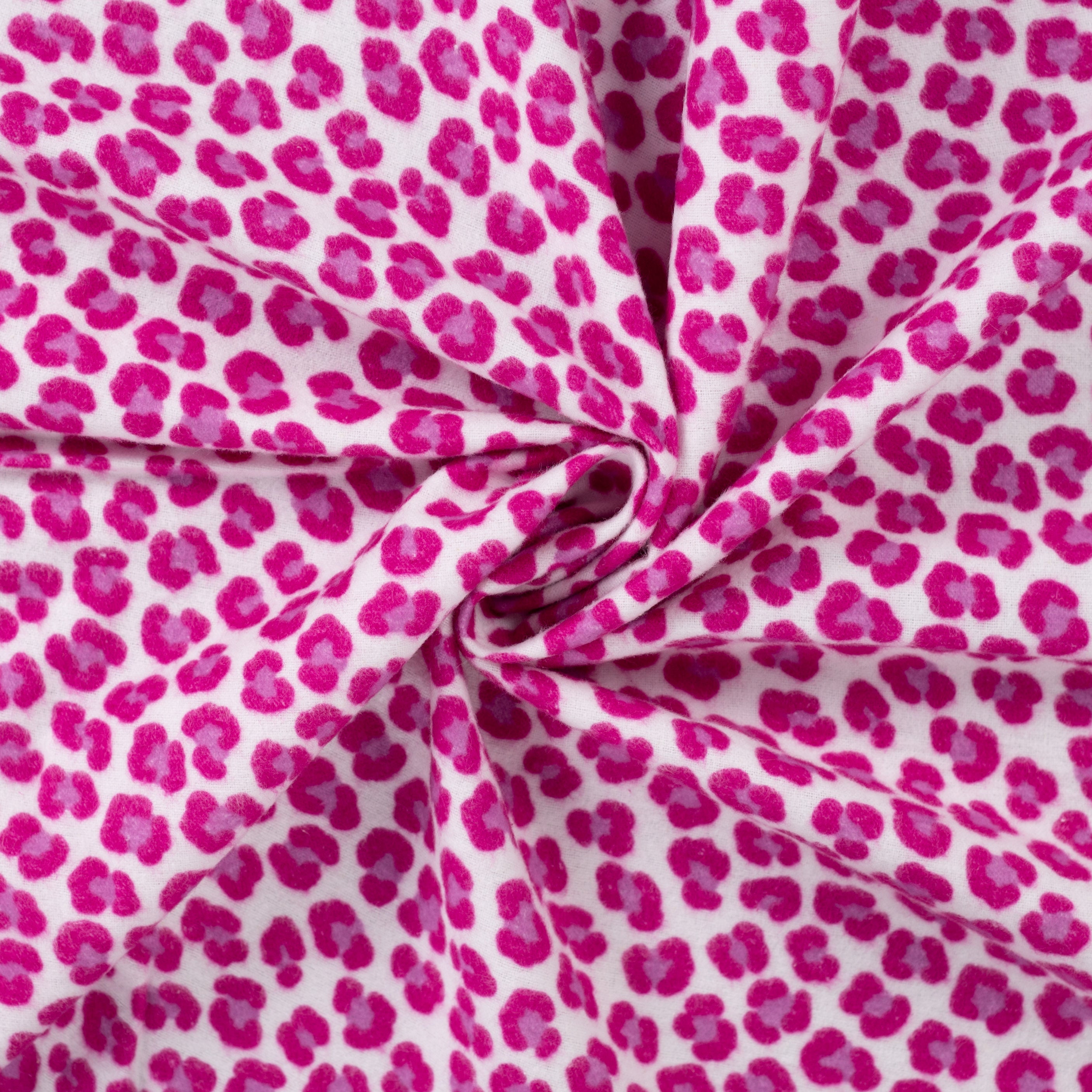Pink Leopard Brushed Cotton Flannel