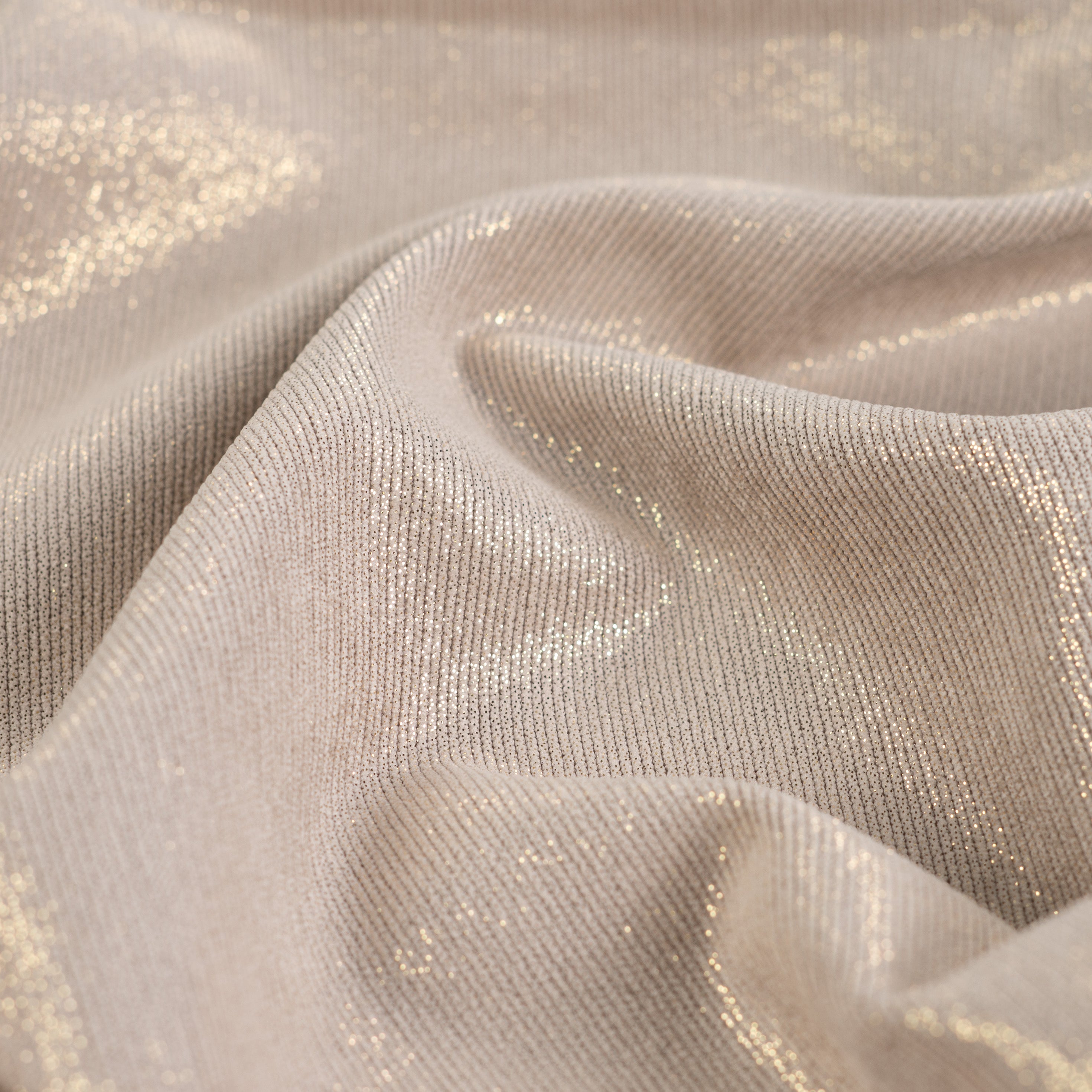 Sparkle Stretch Needlecord with Foil in Beige