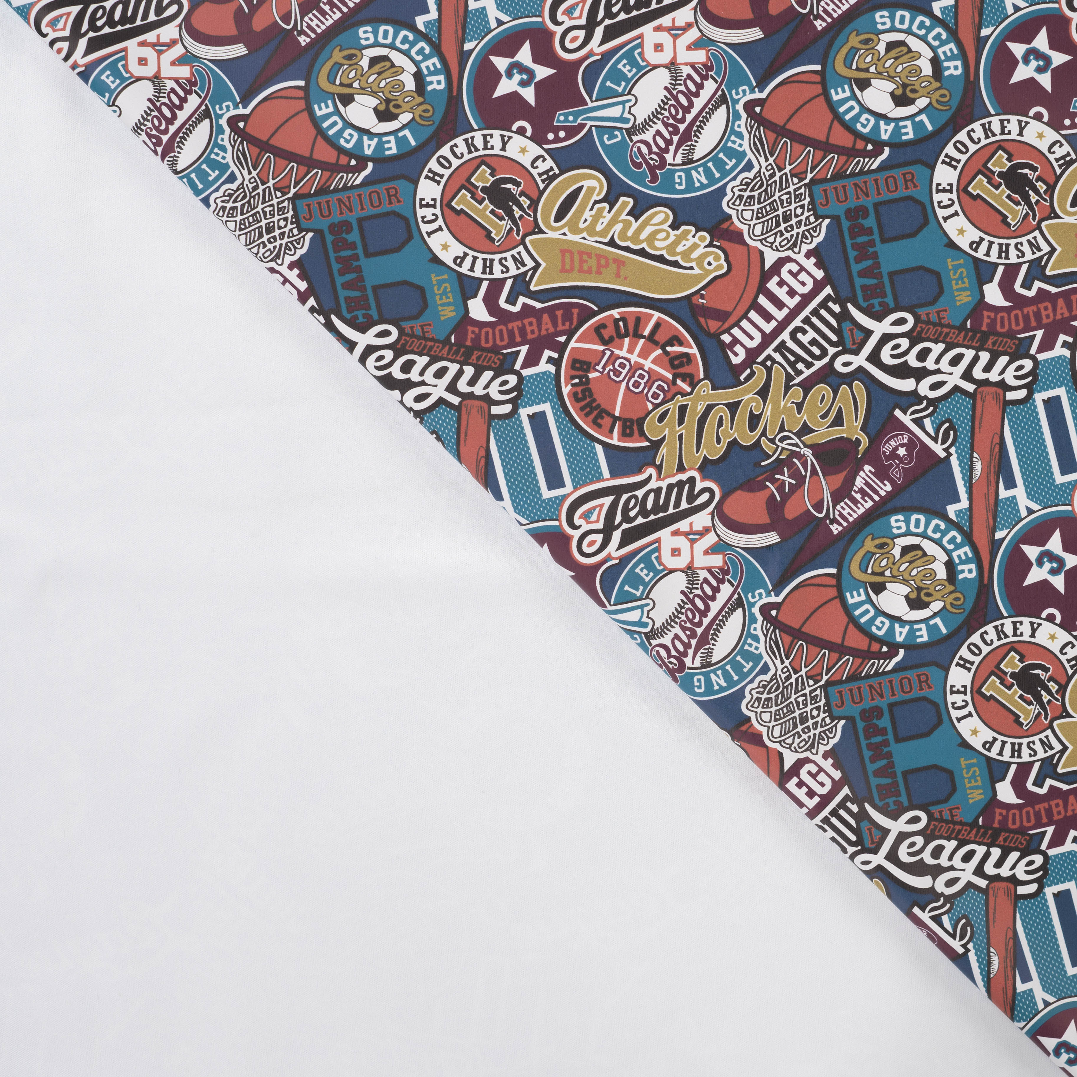 Sports Themed Teal Raincoat Fabric