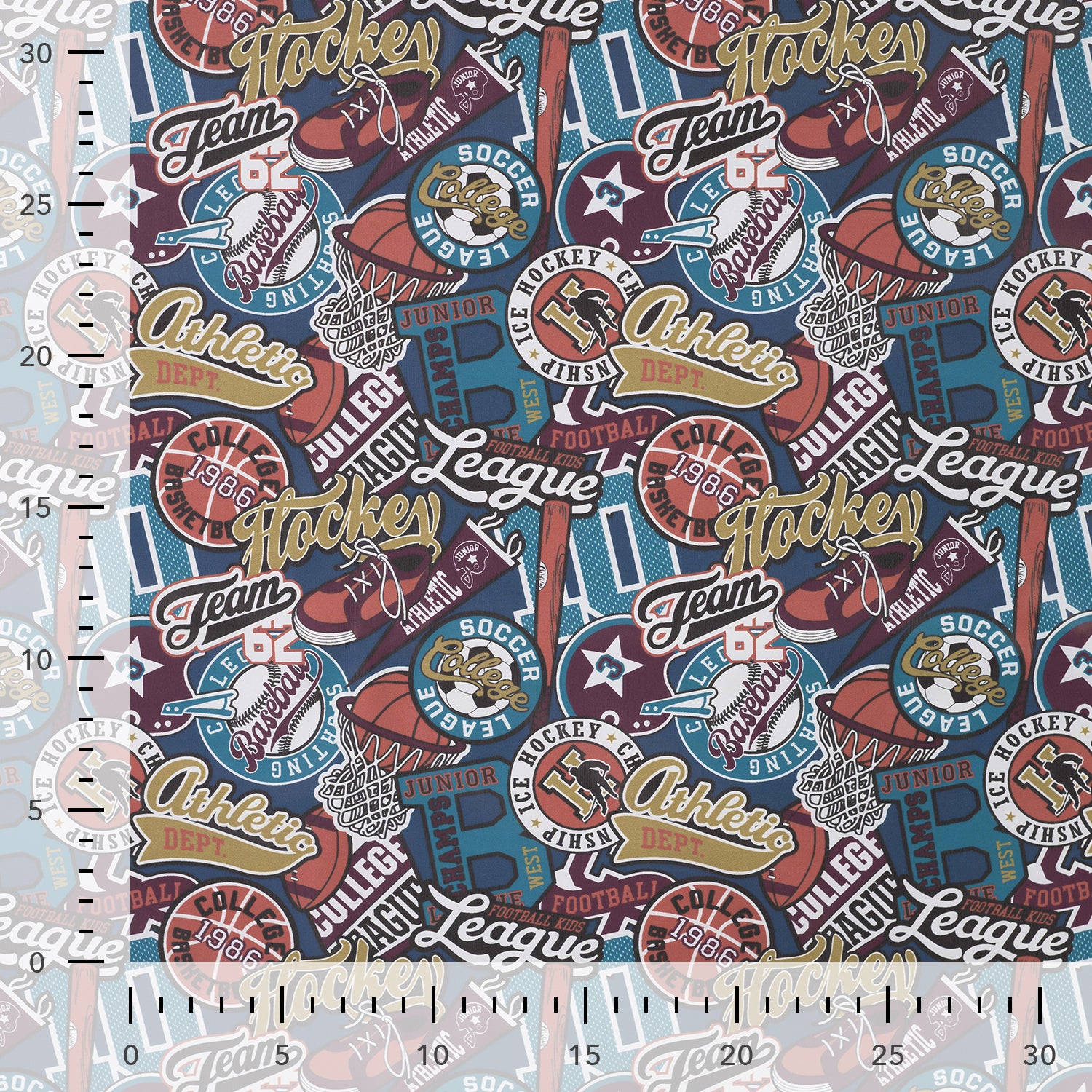 Sports Themed Teal Raincoat Fabric