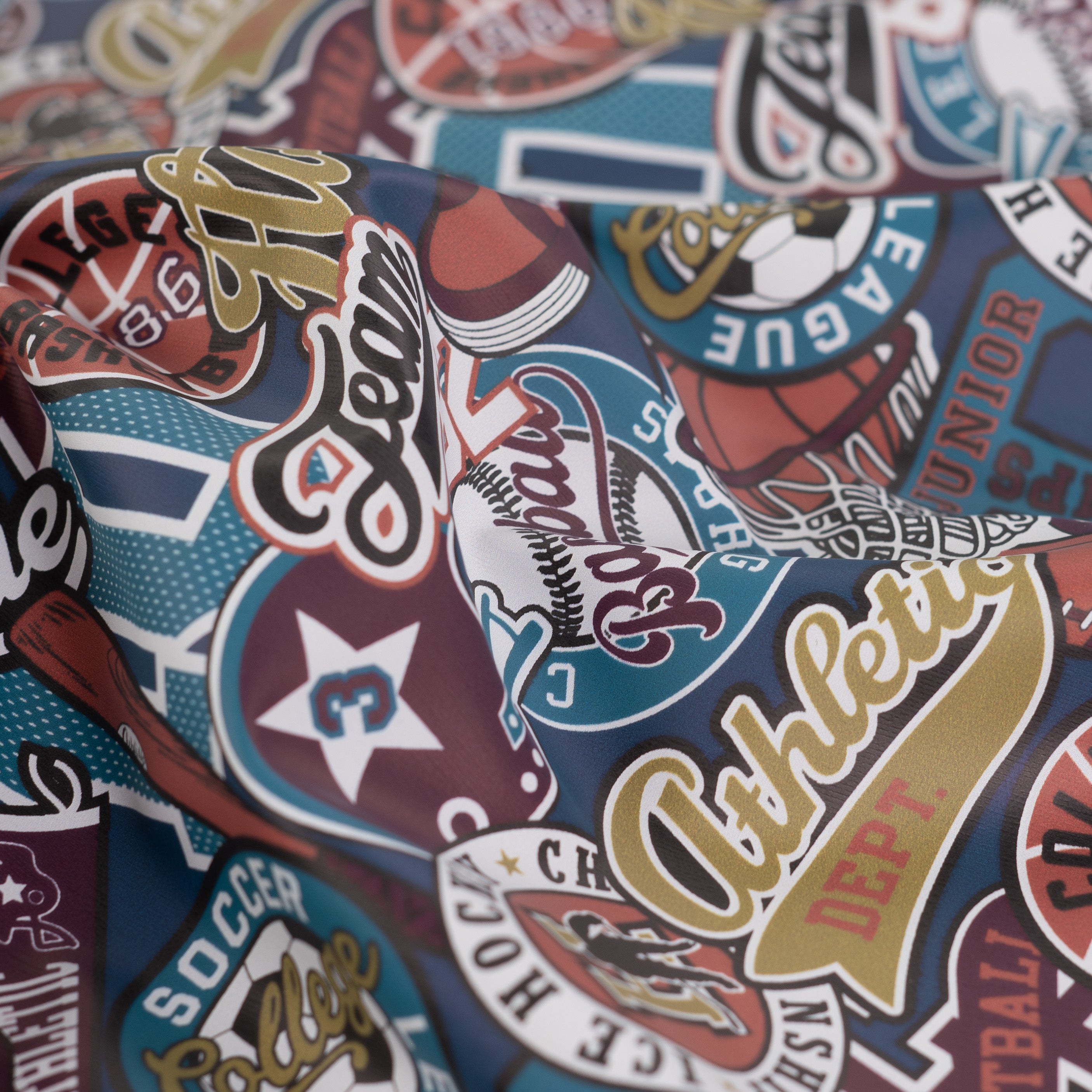 Sports Themed Teal Raincoat Fabric