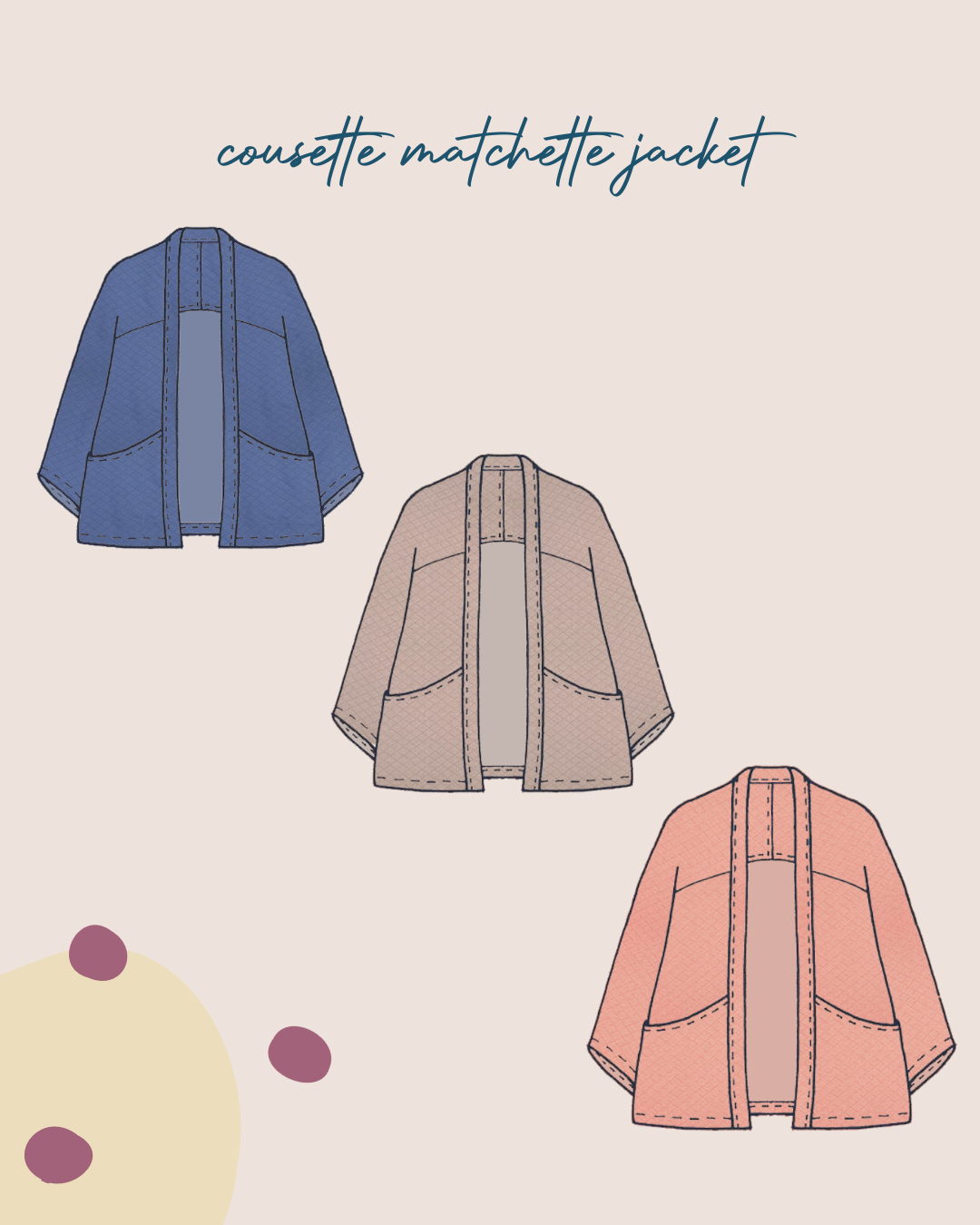 Sewing Kit - Cousette Matchette Cardigan in Diamond Quilted Jersey (multiple colours)