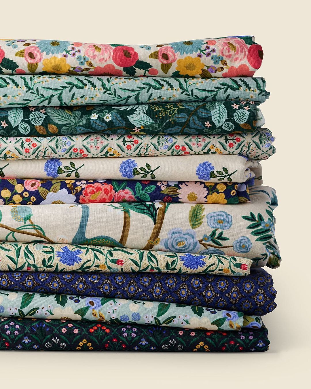 Rifle Paper Co - Vintage Blossom Mint Metallic Cotton from Vintage Garden
