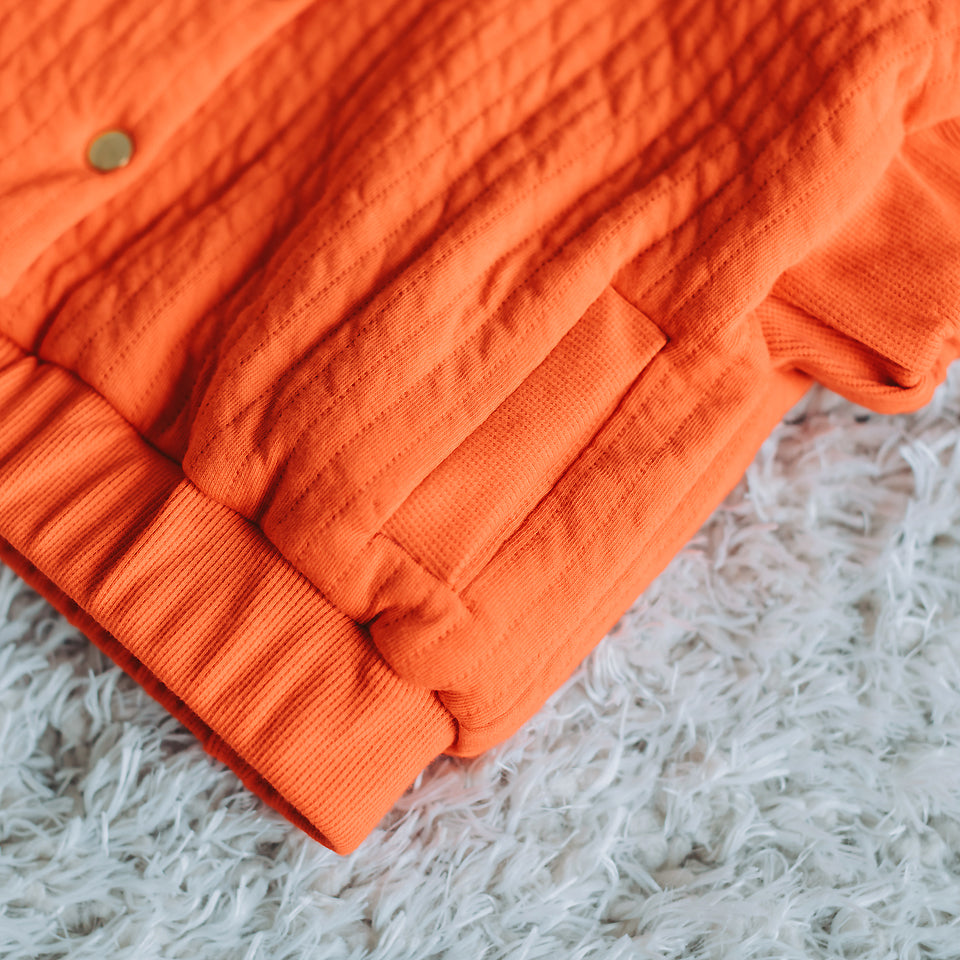 See You At Six - Flame Red Quilted Knit Extra Wide