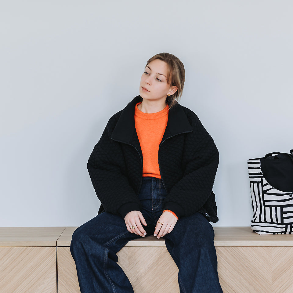 See You At Six - Black Quilted Piqué Knit Extra Wide