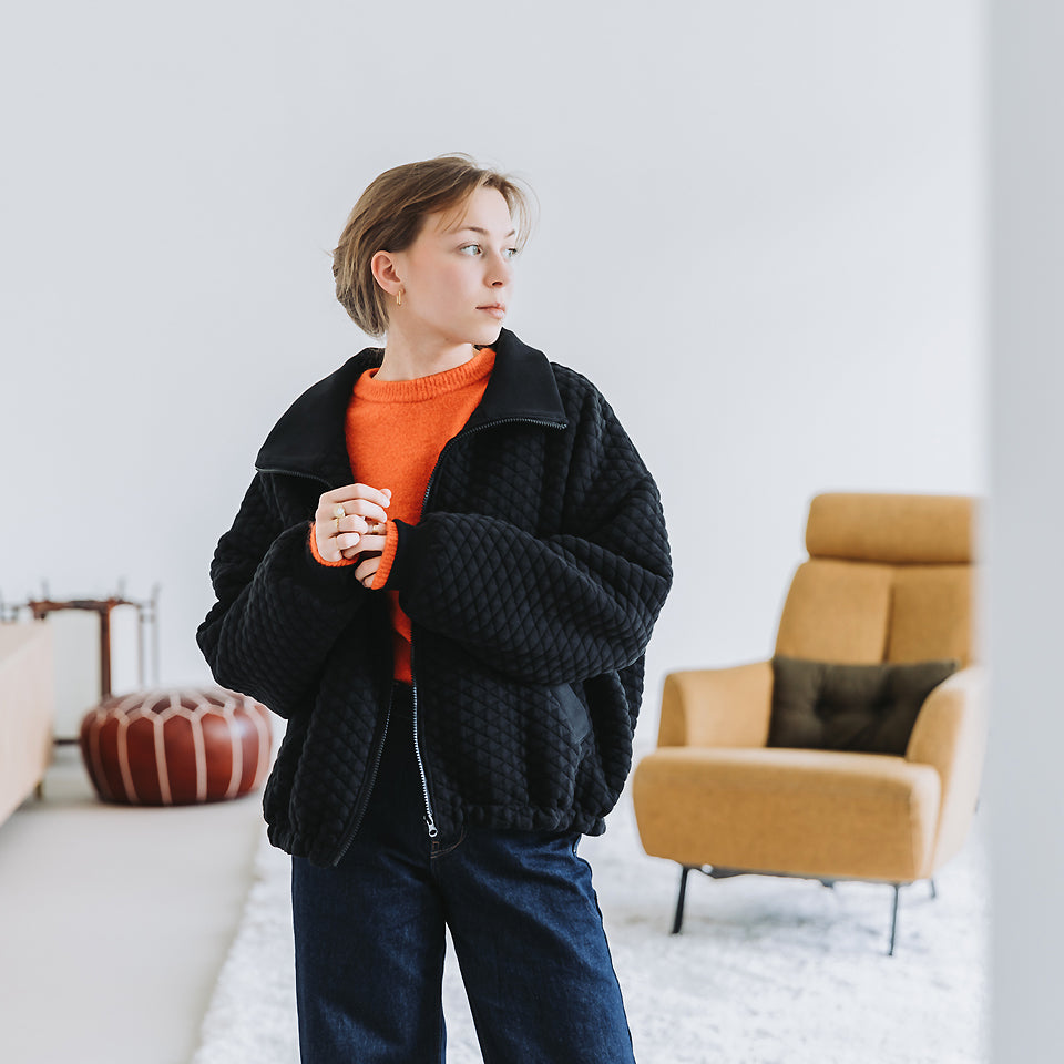 See You At Six - Black Quilted Piqué Knit Extra Wide