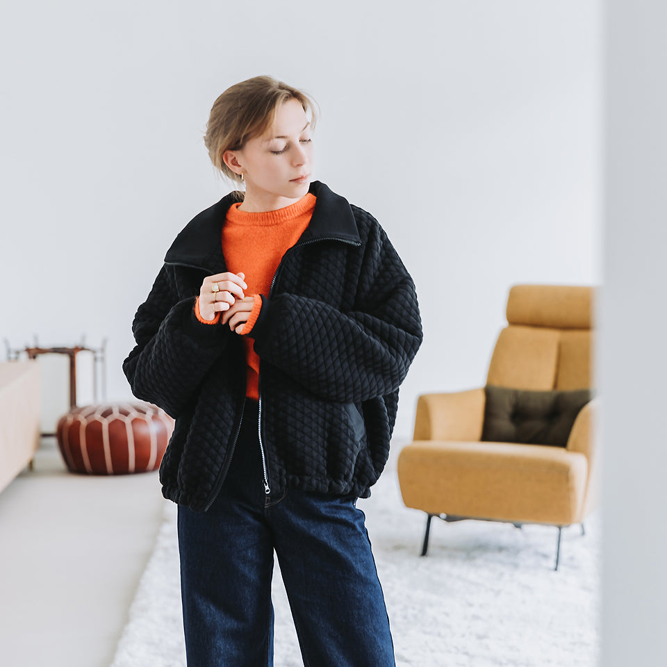 See You At Six - Black Quilted Piqué Knit Extra Wide