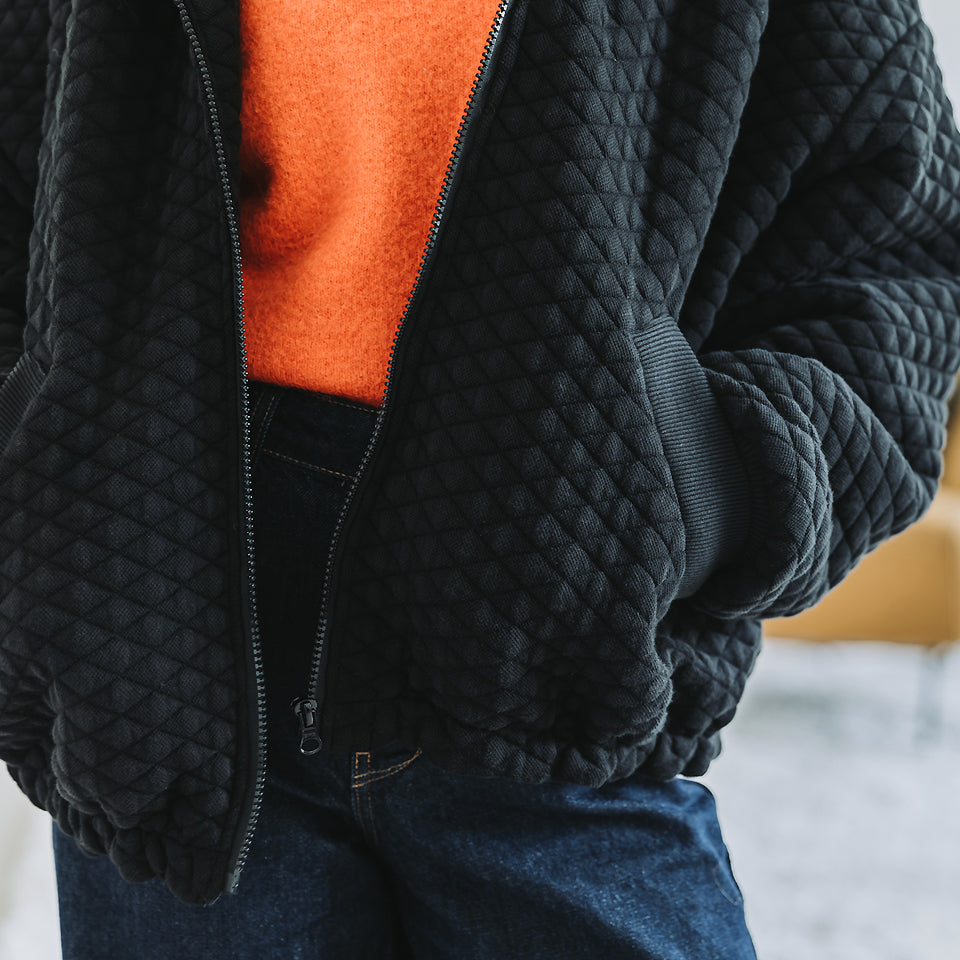 See You At Six - Black Quilted Piqué Knit Extra Wide