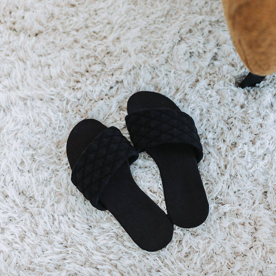 See You At Six - Black Quilted Piqué Knit Extra Wide