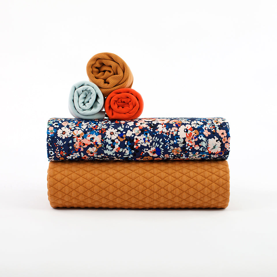 See You At Six - Buckthorn Brown Quilted Piqué Knit Extra Wide