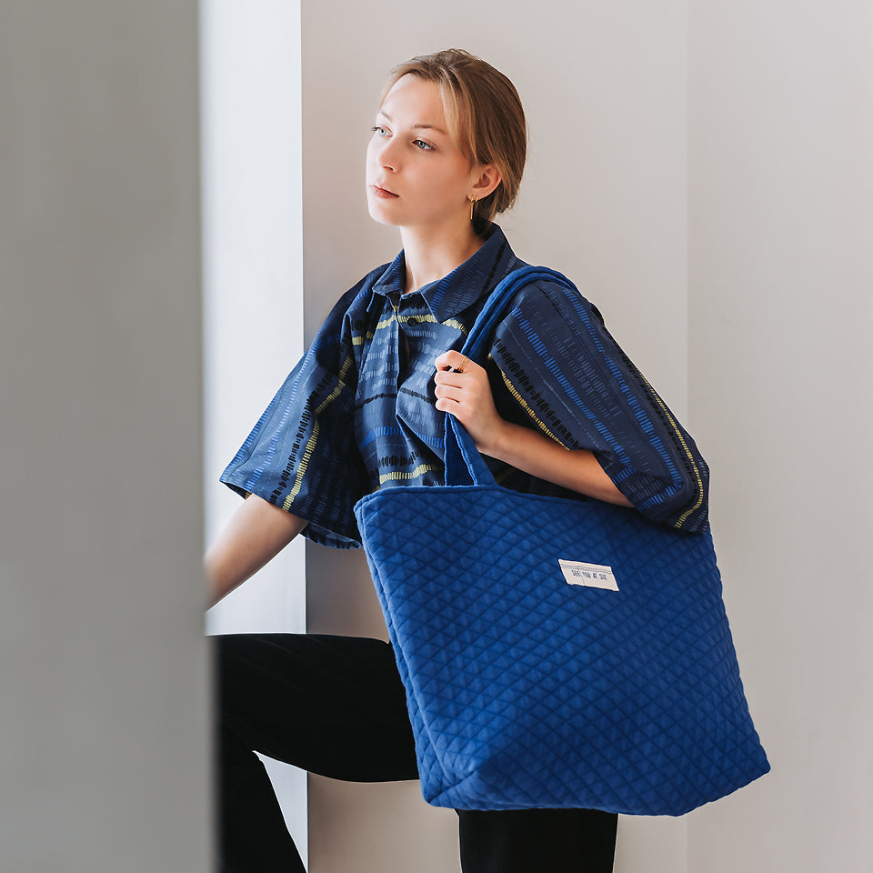 See You At Six - Surf The Web Blue Quilted Piqué Knit Extra Wide