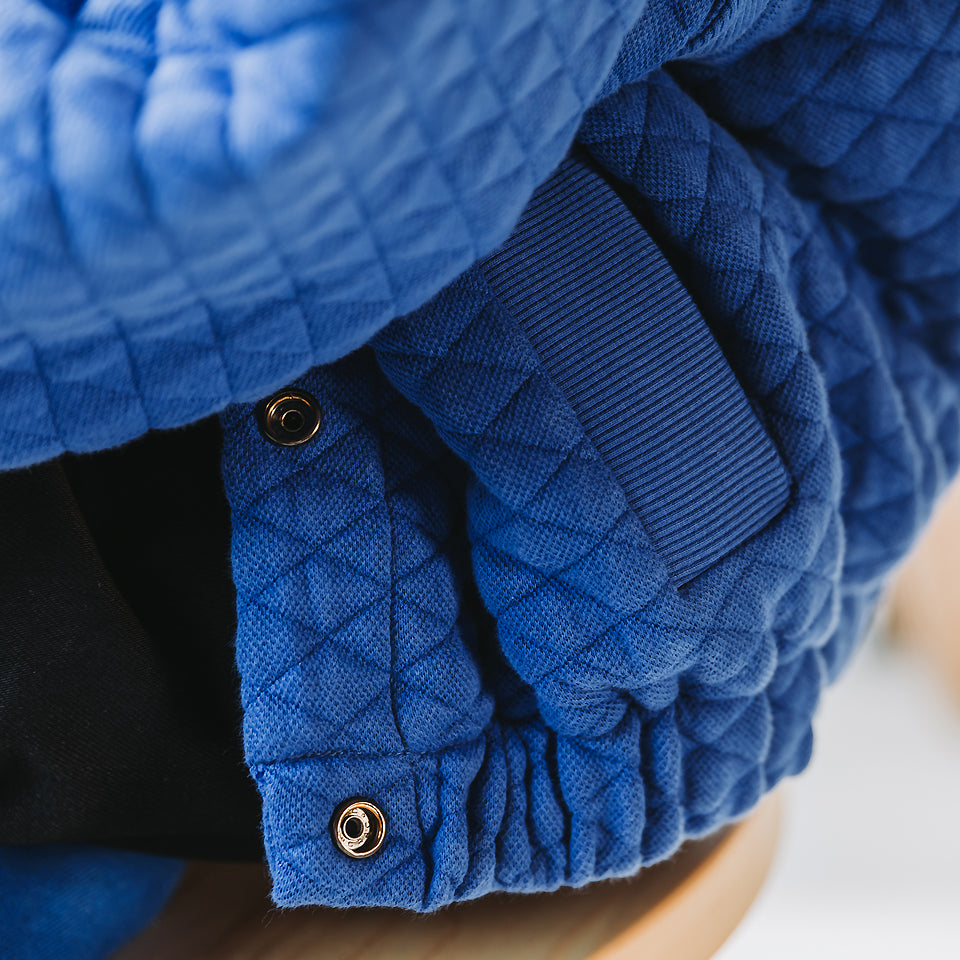 See You At Six - Surf The Web Blue Quilted Piqué Knit Extra Wide