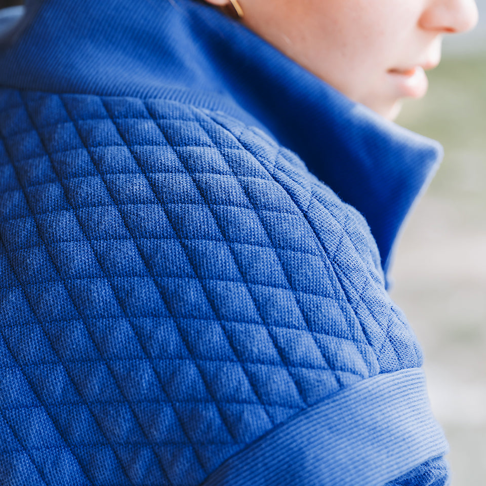 See You At Six - Surf The Web Blue Quilted Piqué Knit Extra Wide