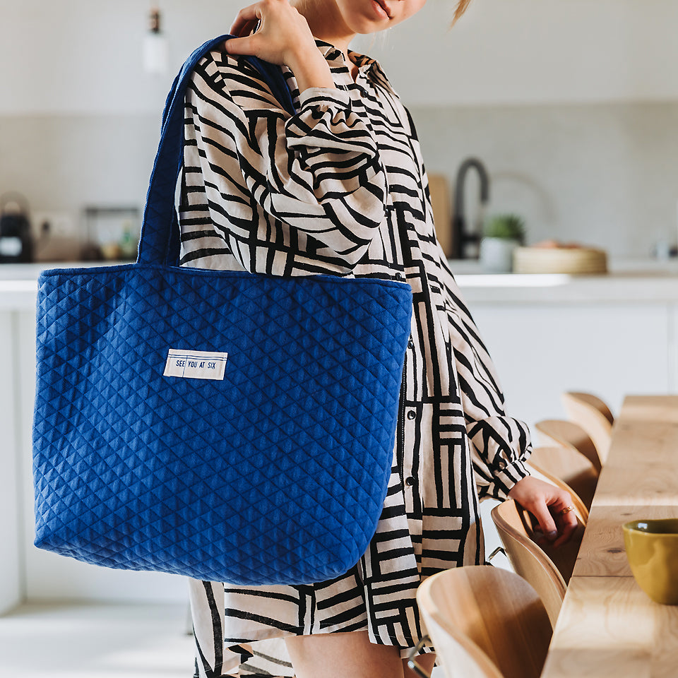 See You At Six - Surf The Web Blue Quilted Piqué Knit Extra Wide