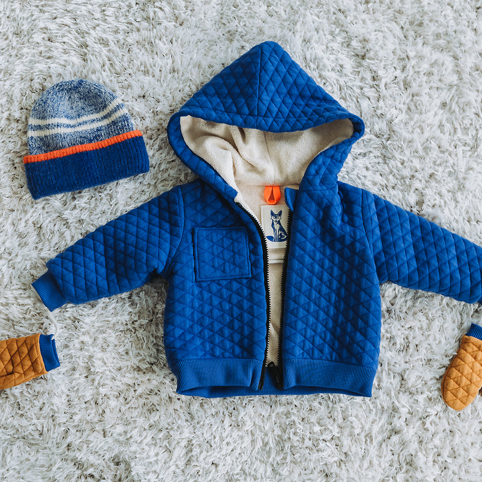 See You At Six - Surf The Web Blue Quilted Piqué Knit Extra Wide