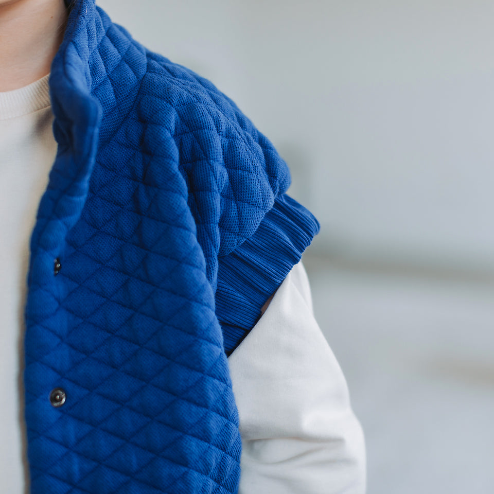 See You At Six - Surf The Web Blue Quilted Piqué Knit Extra Wide