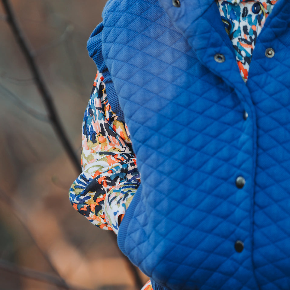 See You At Six - Surf The Web Blue Quilted Piqué Knit Extra Wide