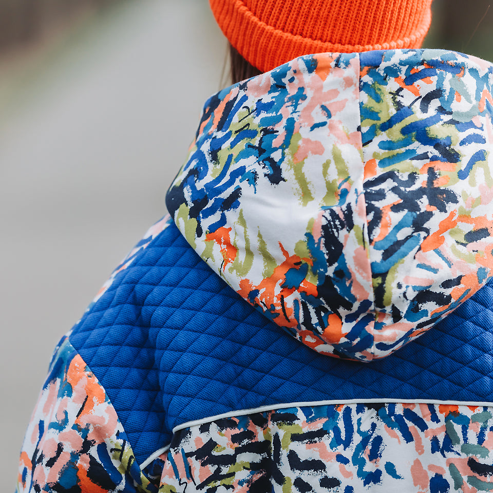 See You At Six - Surf The Web Blue Quilted Piqué Knit Extra Wide