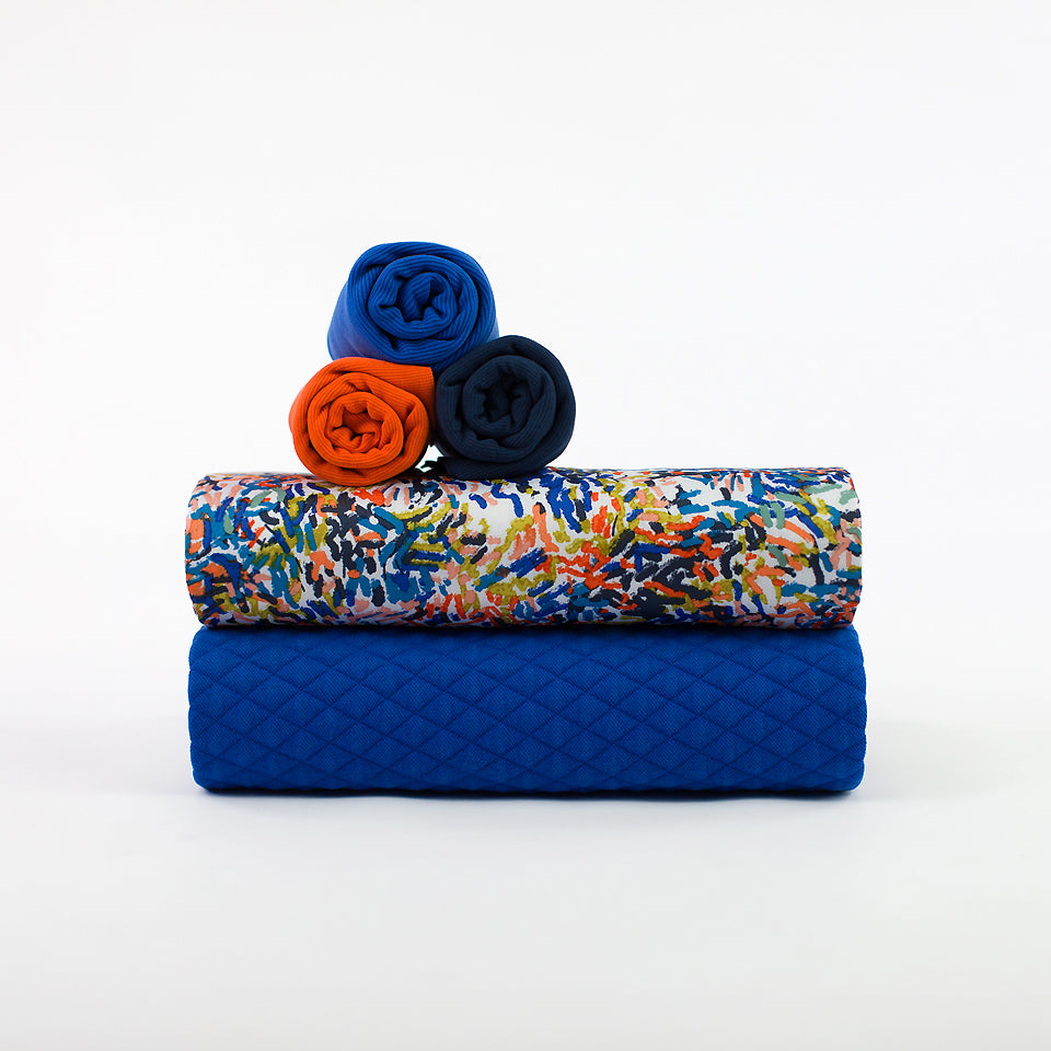 See You At Six - Surf The Web Blue Quilted Piqué Knit Extra Wide