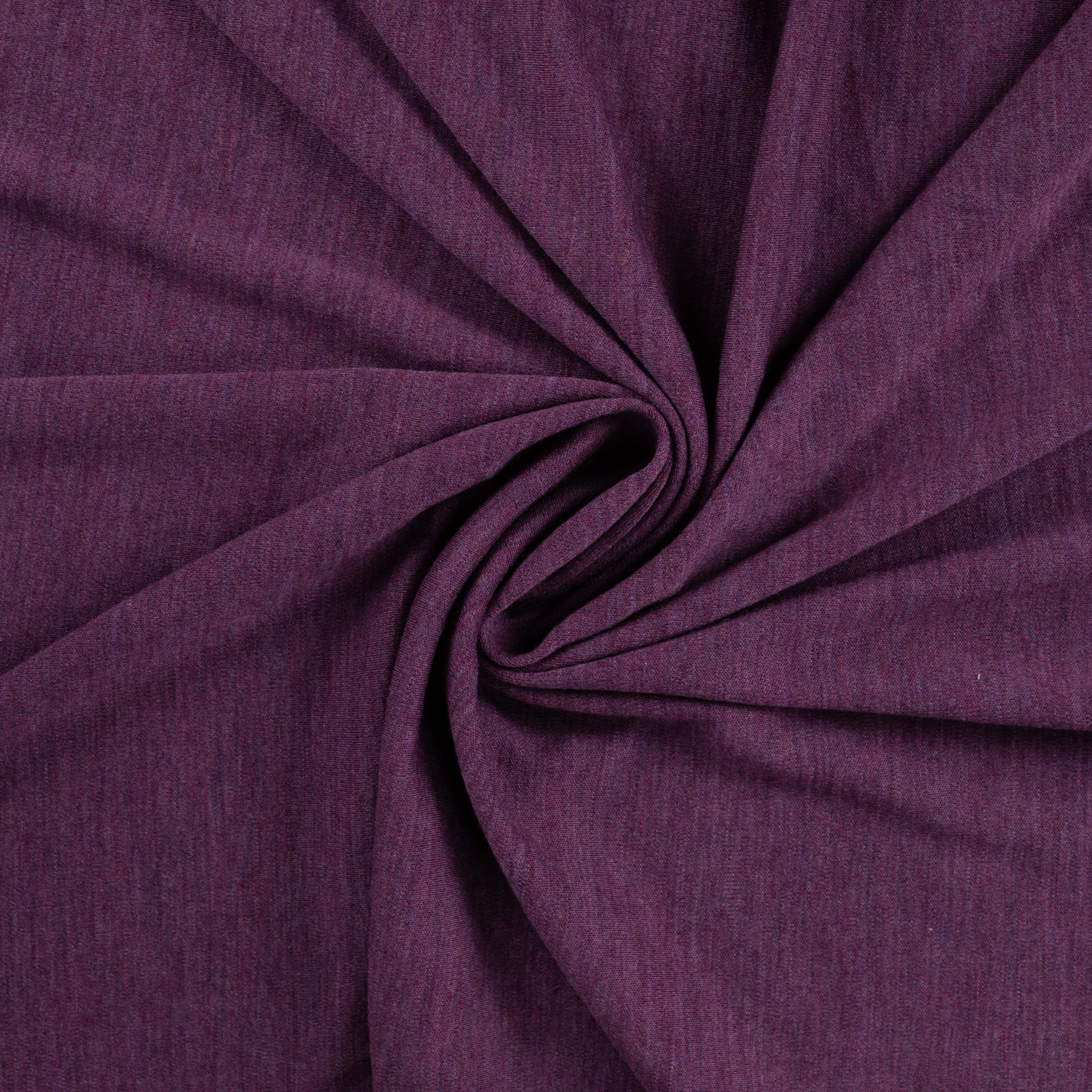 Pure Merino Wool Sweater Knit in Plum Melange