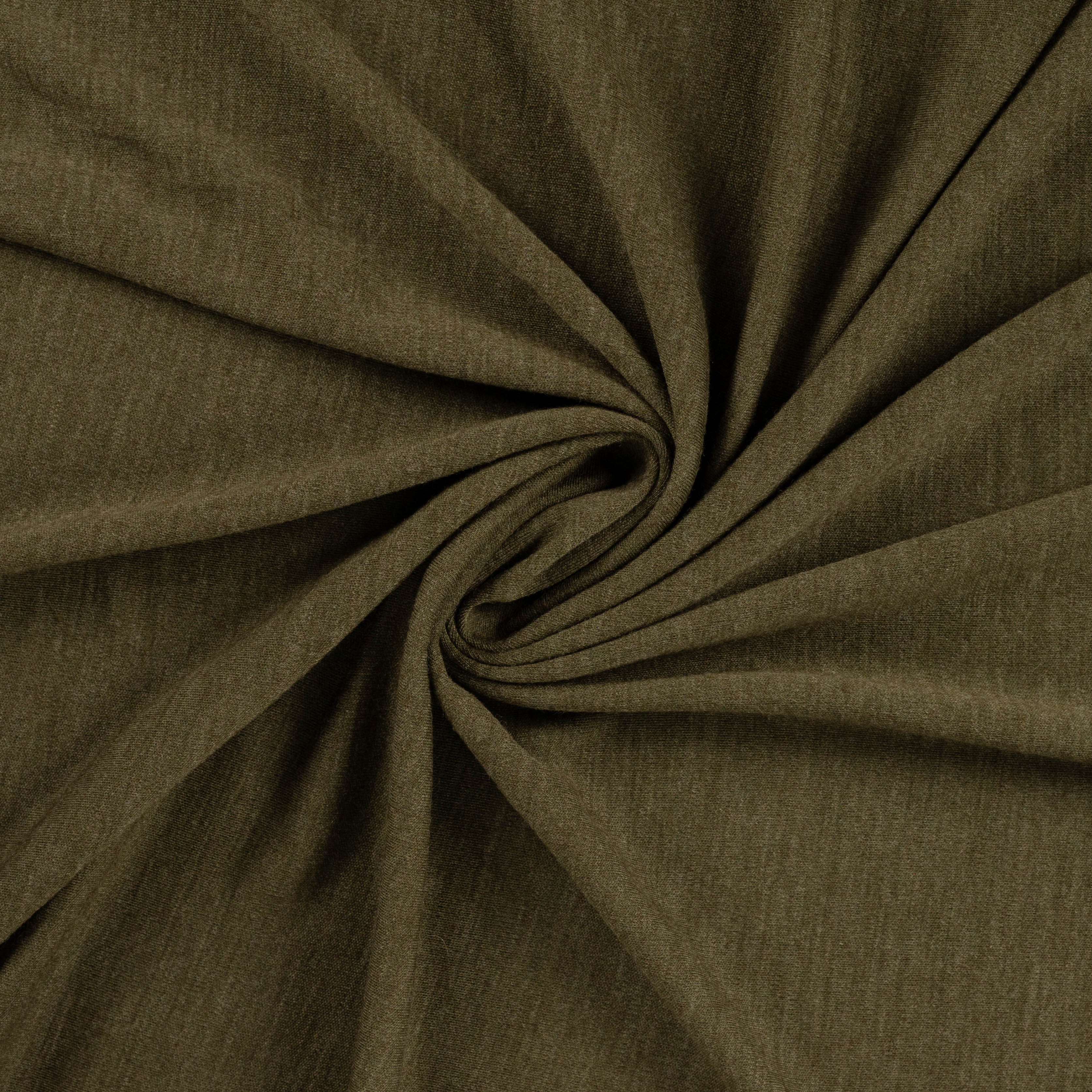 Pure Merino Wool Sweater Knit in Khaki Melange
