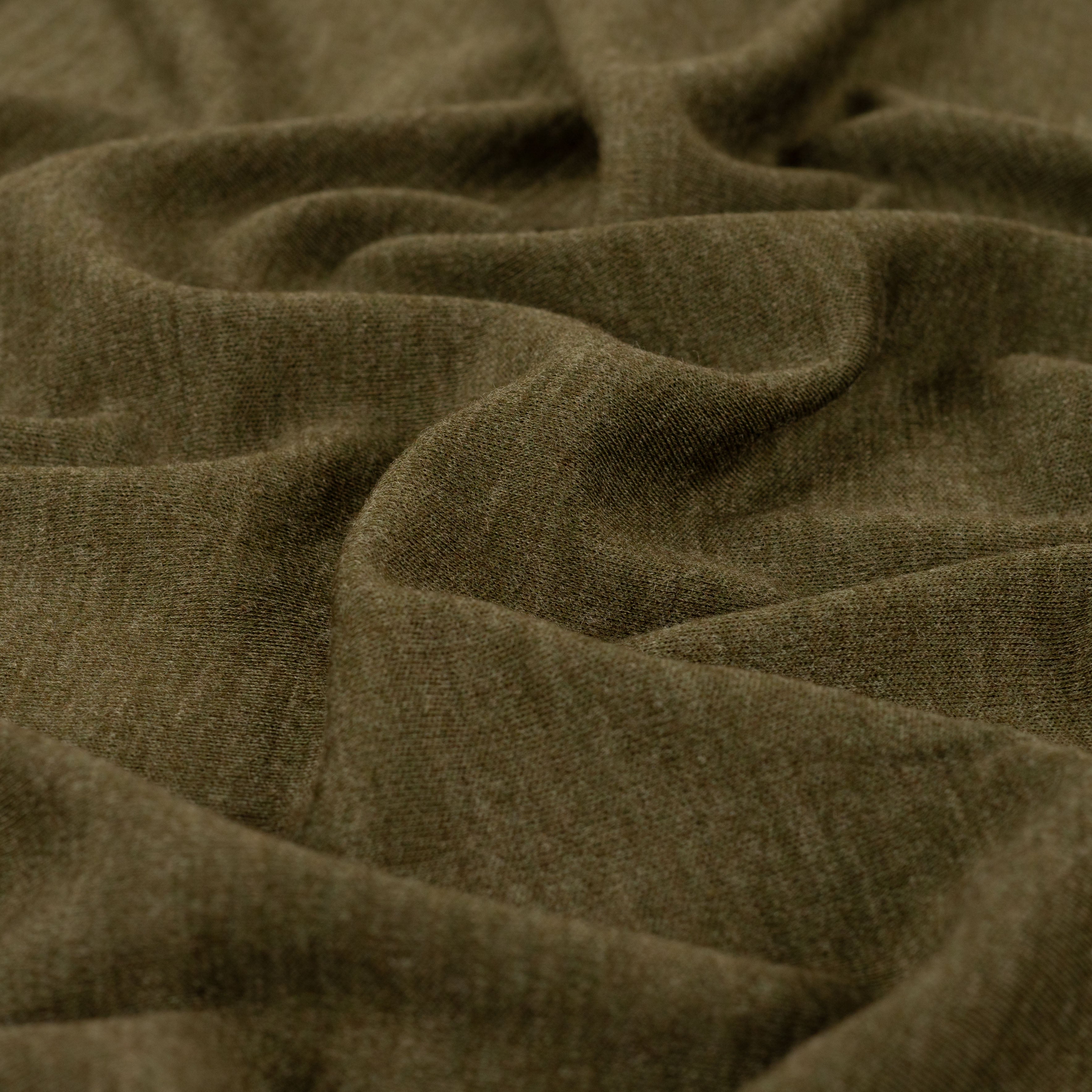 Pure Merino Wool Sweater Knit in Khaki Melange