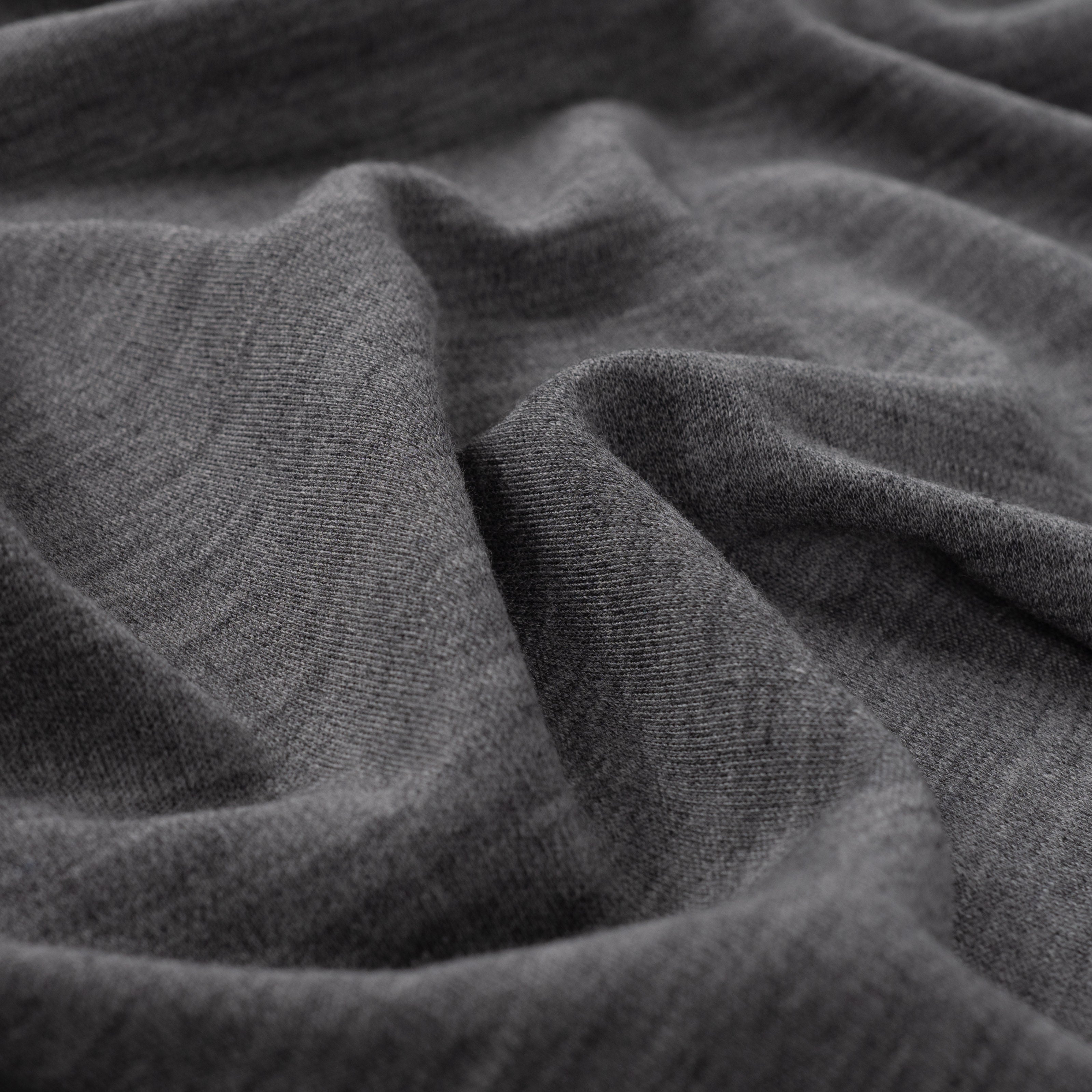 Pure Merino Wool Sweater Knit in Grey Melange