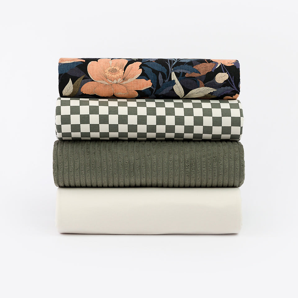 REMNANT 1.36 Metres - See You at Six - Smokey Olive Wide Rib Cotton Corduroy
