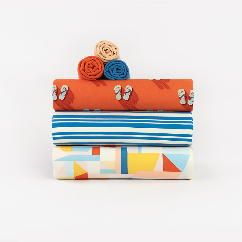See You At Six - Flip Flops in Puffin's Bill Red Soft Cotton Poplin