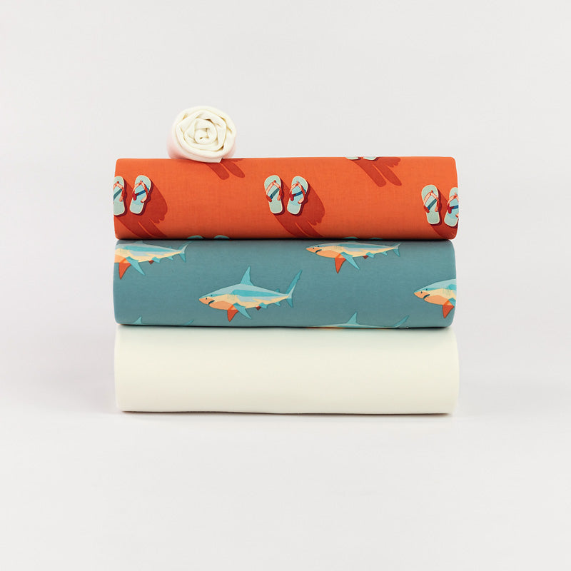 See You At Six - Flip Flops in Puffin's Bill Red Soft Cotton Poplin