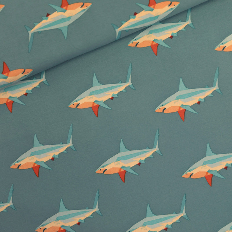See You At Six - Sharks in Dusty Turquoise French Terry