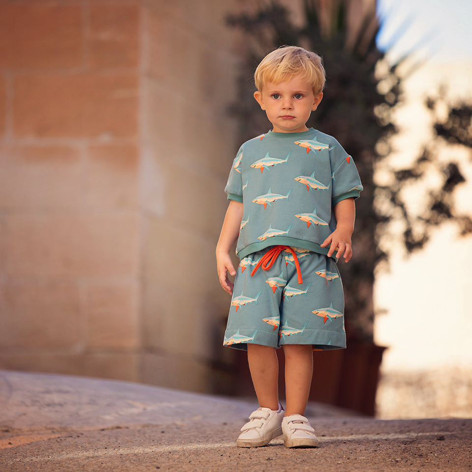 See You At Six - Sharks in Dusty Turquoise French Terry