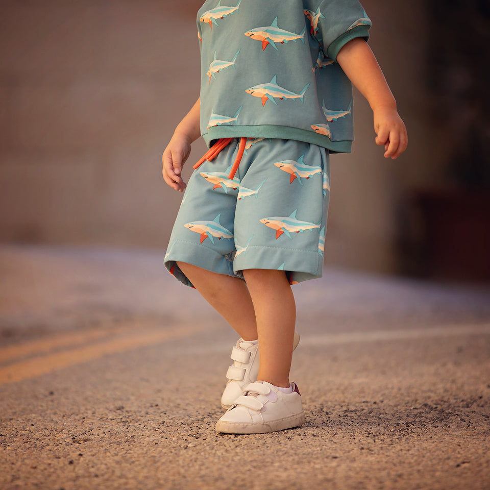 See You At Six - Sharks in Dusty Turquoise French Terry