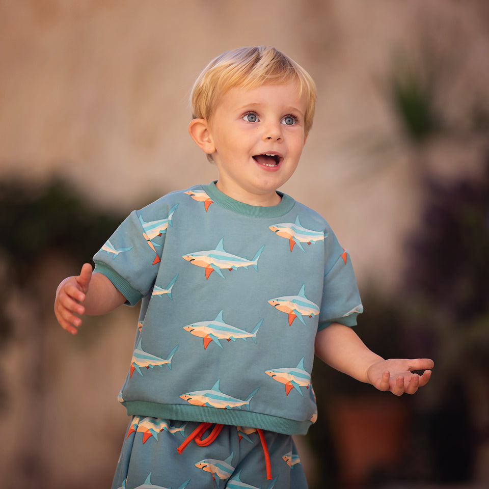 See You At Six - Sharks in Dusty Turquoise French Terry