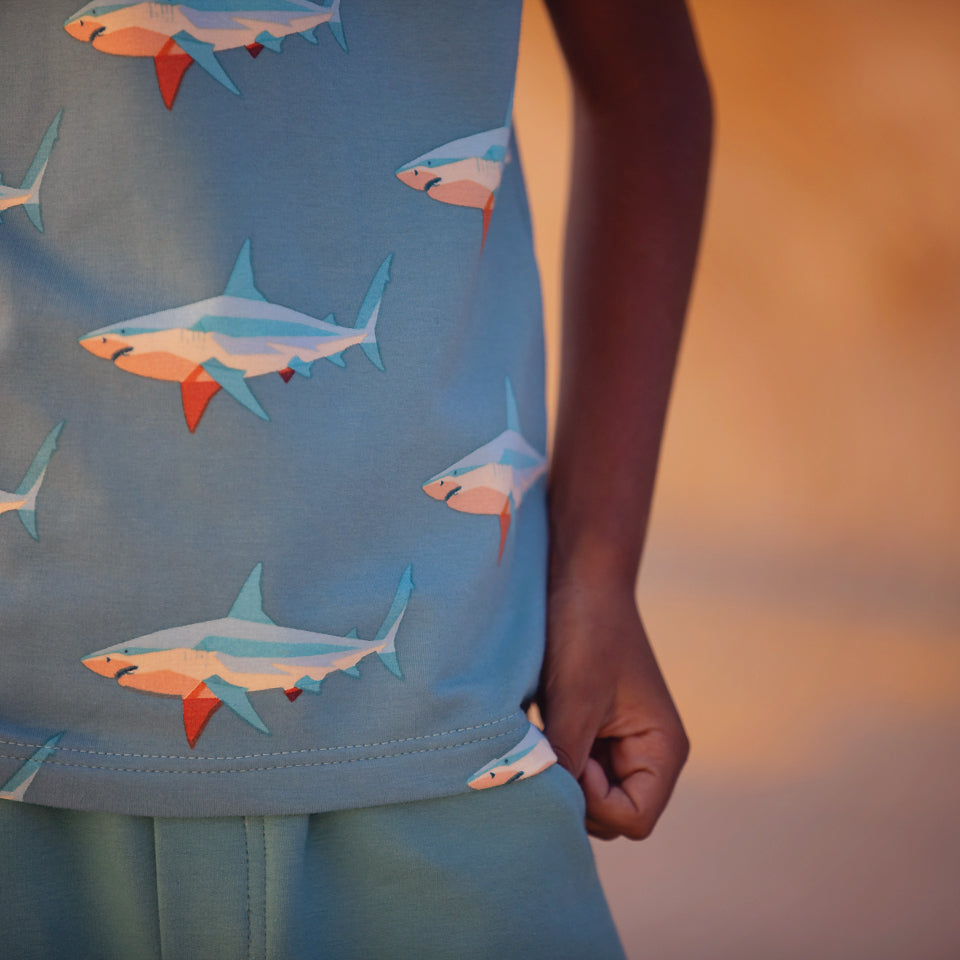 See You At Six - Sharks in Dusty Turquoise French Terry