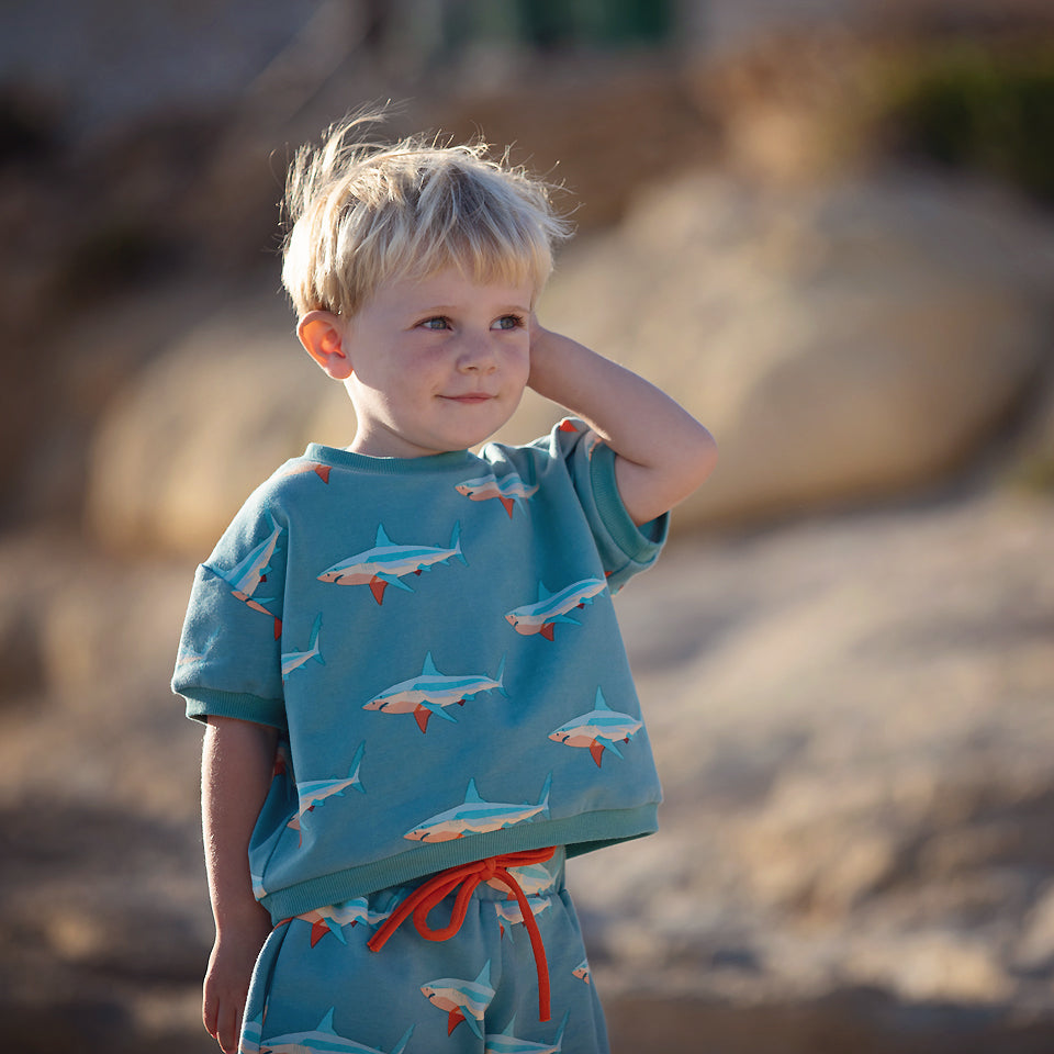 See You At Six - Sharks in Dusty Turquoise French Terry