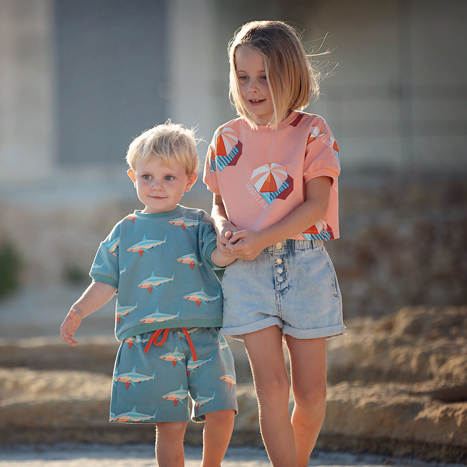 See You At Six - Sharks in Dusty Turquoise French Terry
