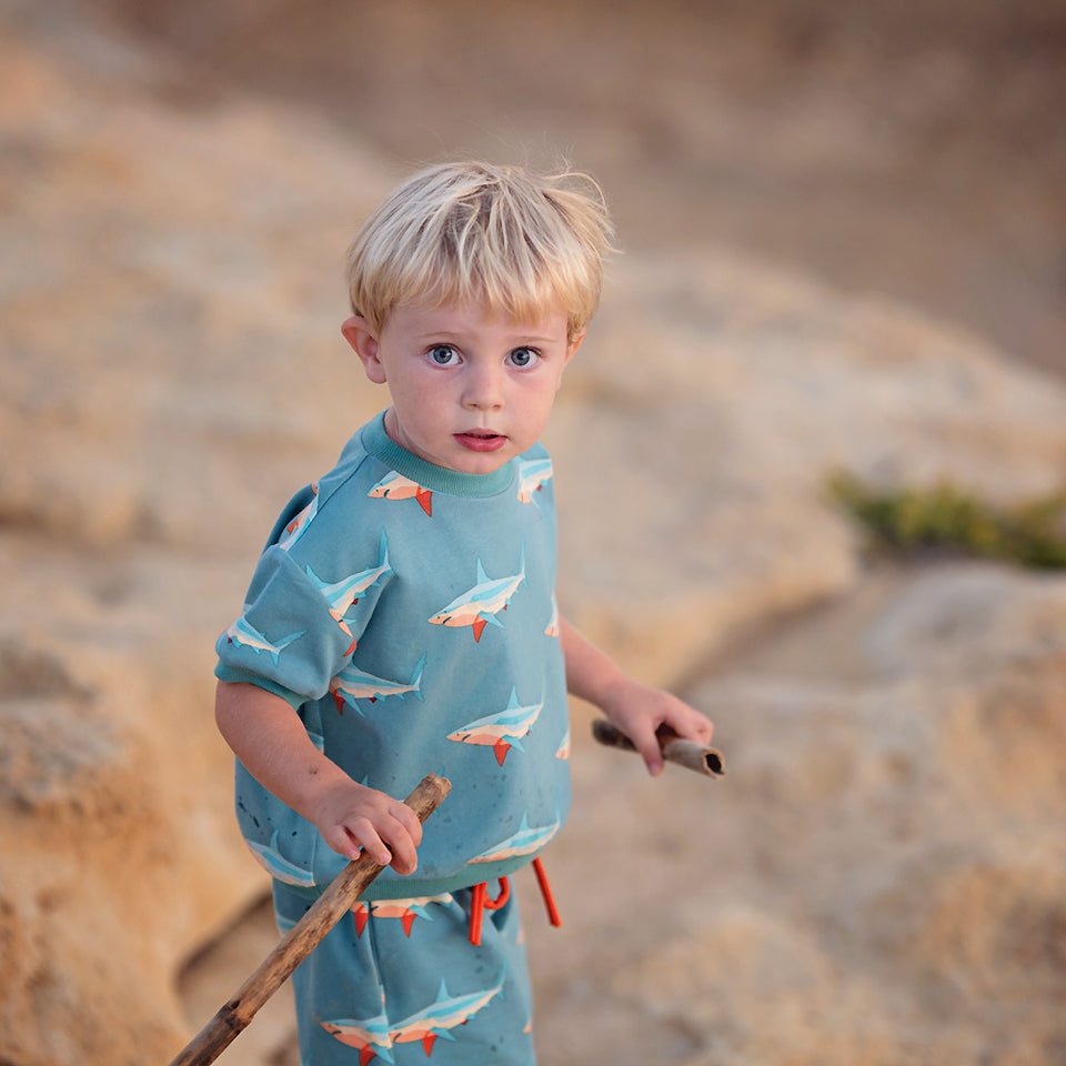 See You At Six - Sharks in Dusty Turquoise French Terry
