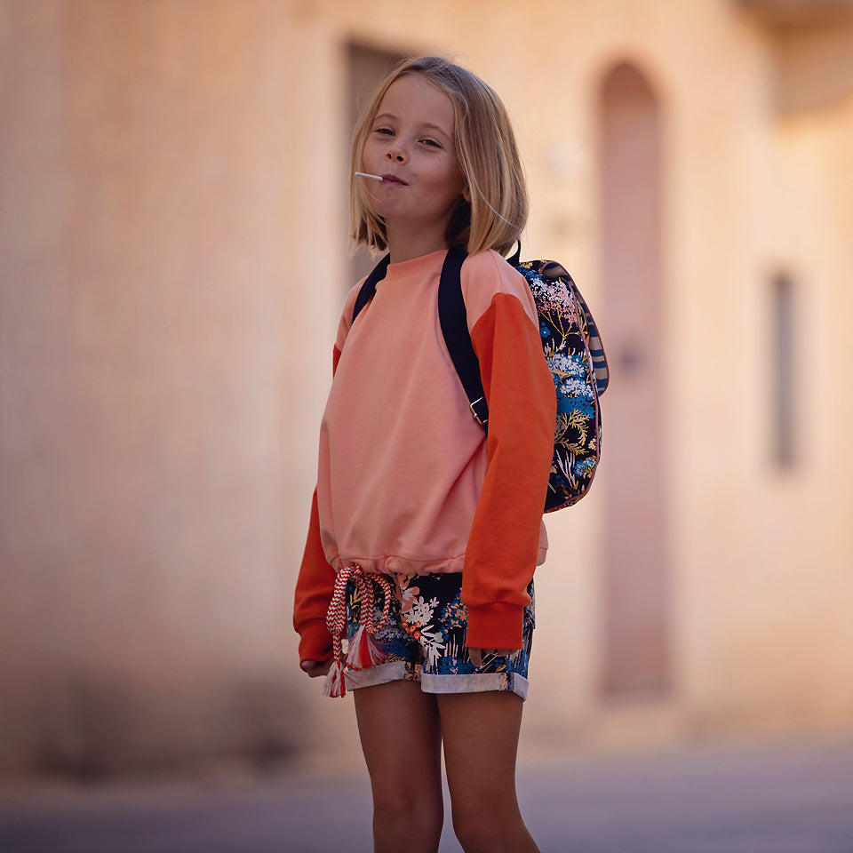 See You At Six - Wild Flowers in Evening Blue Cotton Canvas Gabardine Twill