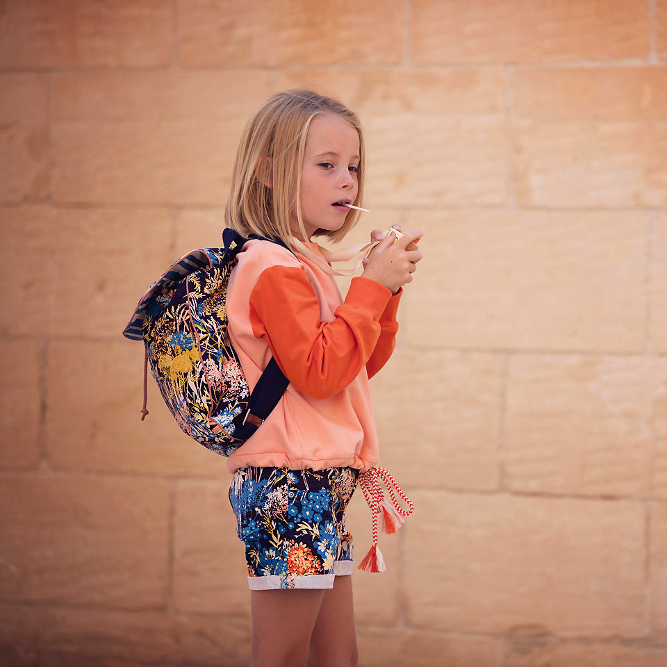 See You At Six - Wild Flowers in Evening Blue Cotton Canvas Gabardine Twill