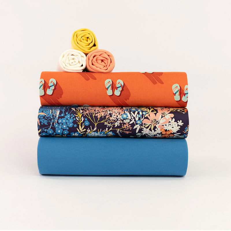 See You At Six - Wild Flowers Evening Blue EcoVero Viscose Rayon Sateen