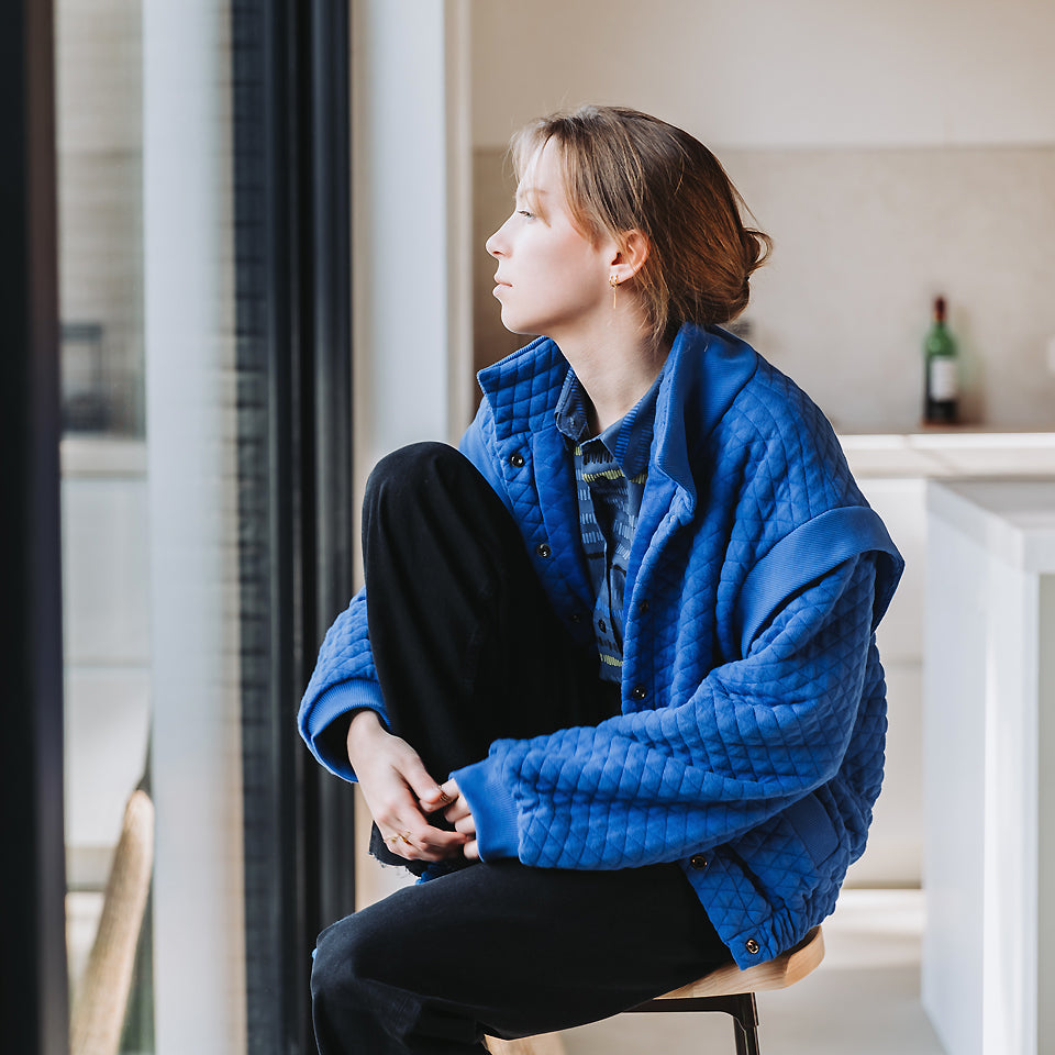 See You At Six - Sound Waves in Oceana Blue Soft Cotton Poplin