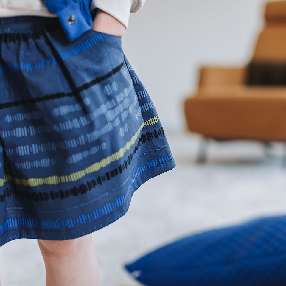 See You At Six - Sound Waves in Oceana Blue Soft Cotton Poplin