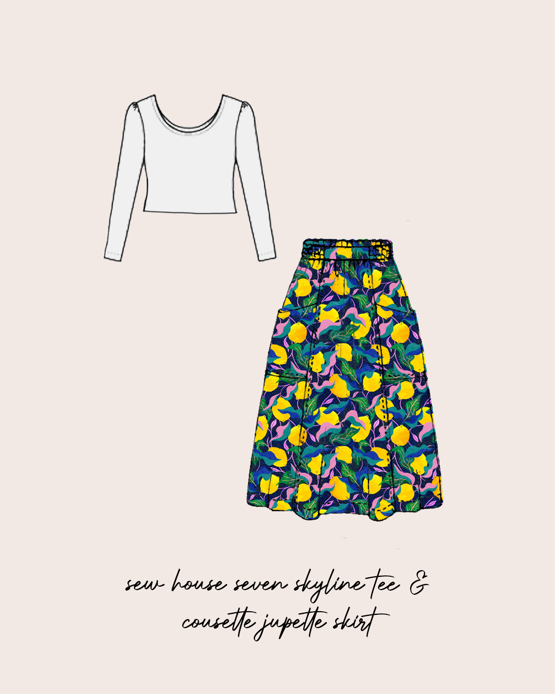 Adventure - Mediterranean Lemons Viscose in Dark Navy & Green