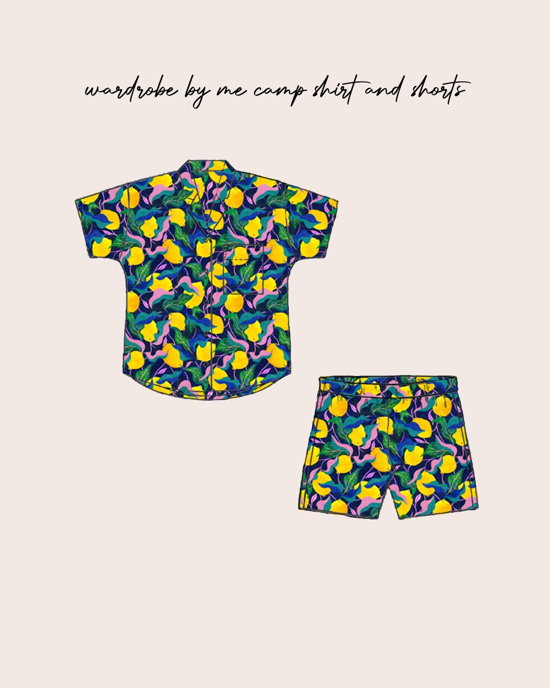 Adventure - Mediterranean Lemons Viscose in Dark Navy & Green