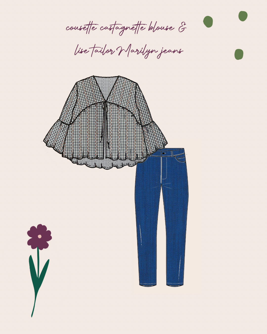 Flowers on Dark Navy Gingham Yarn Dyed Cotton Jacquard