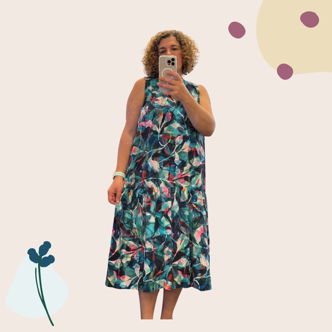 Summer Party - Painted Foliage Teal Viscose Fabric