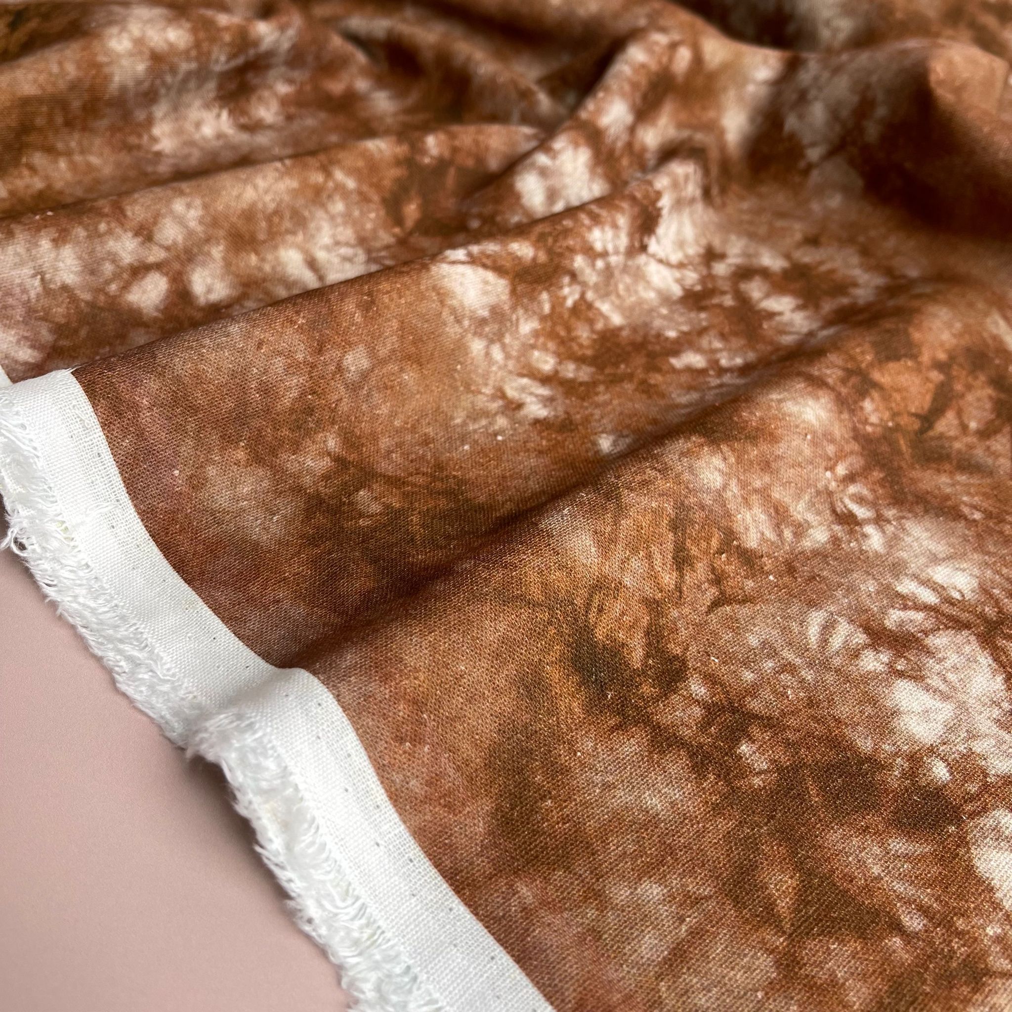 Tie Dye Rich Brown Linen Viscose Blend Fabric